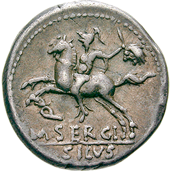 M. SERGIUS SILUS Denar 116 oder 115 v.Chr.  Ex Nicola coll., Münzen der Römischen Republik (Rückseite)